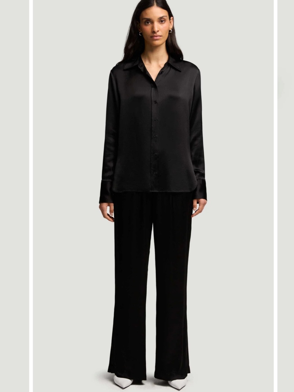 Argent Silk Button Up Blouse Top Long Sleeve Black xSmall